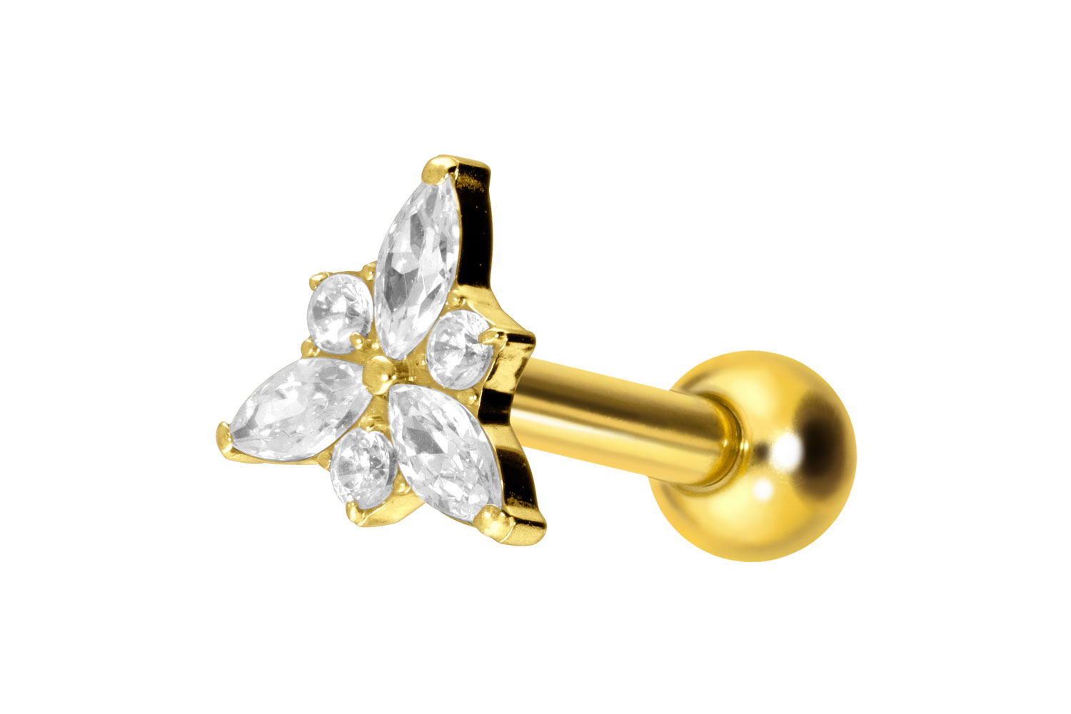 Titan Ohrpiercing mit Innengewinde KRISTALLBLÜTE